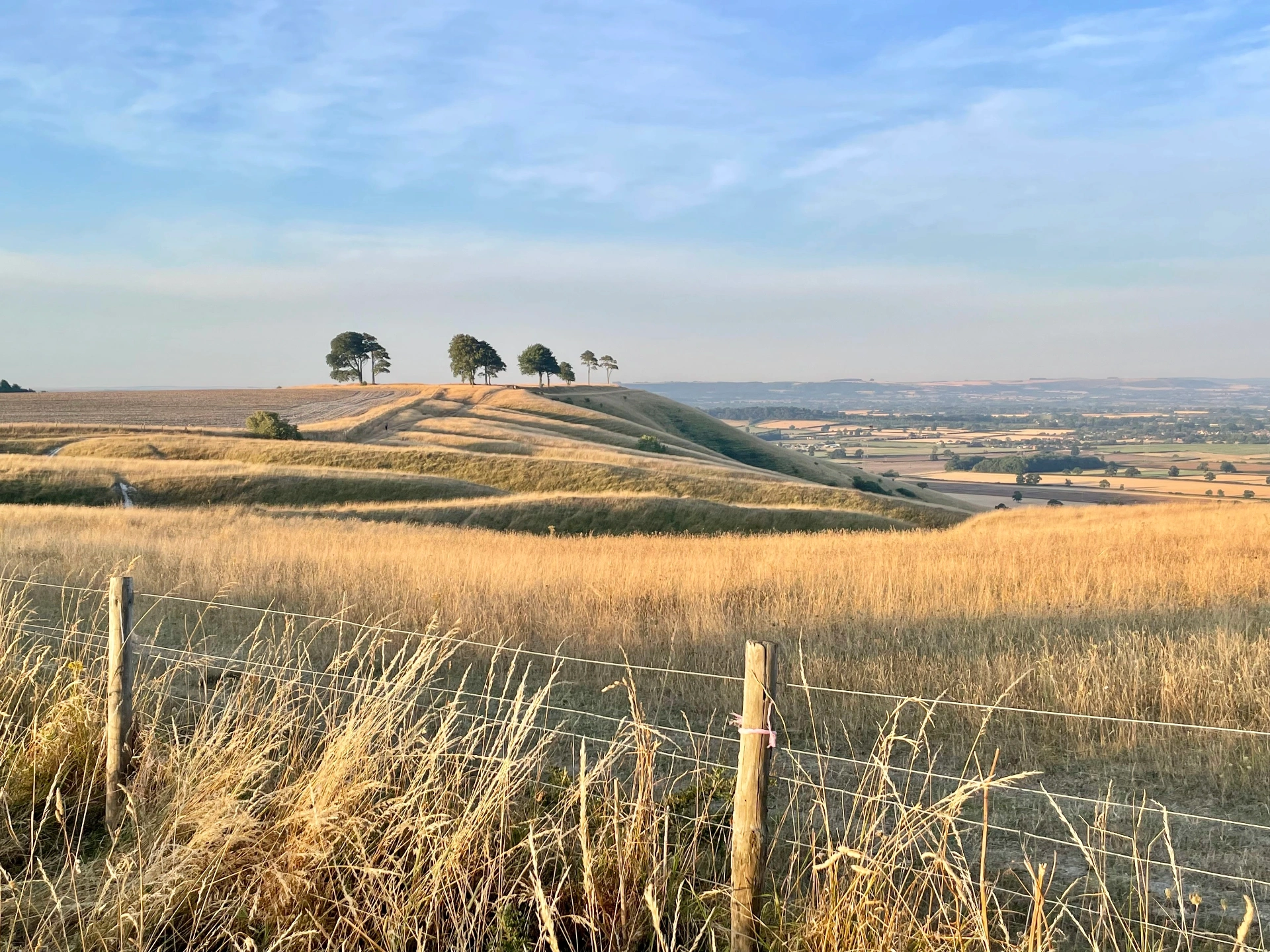 Cyclists on a Wiltshire country road at sunset